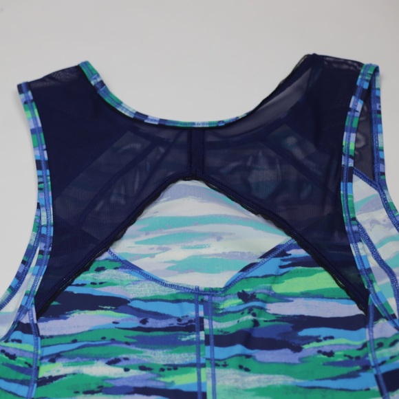 Lululemon For The Run Tank Printed Blue & Green 6 - Picture 5 of 6
